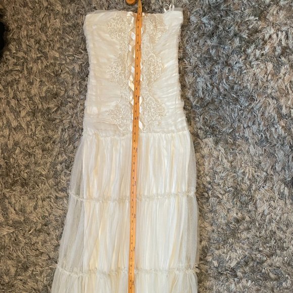 Jessica McClintock Lace Drop Waist Ivory Dress - Picture 6 of 8